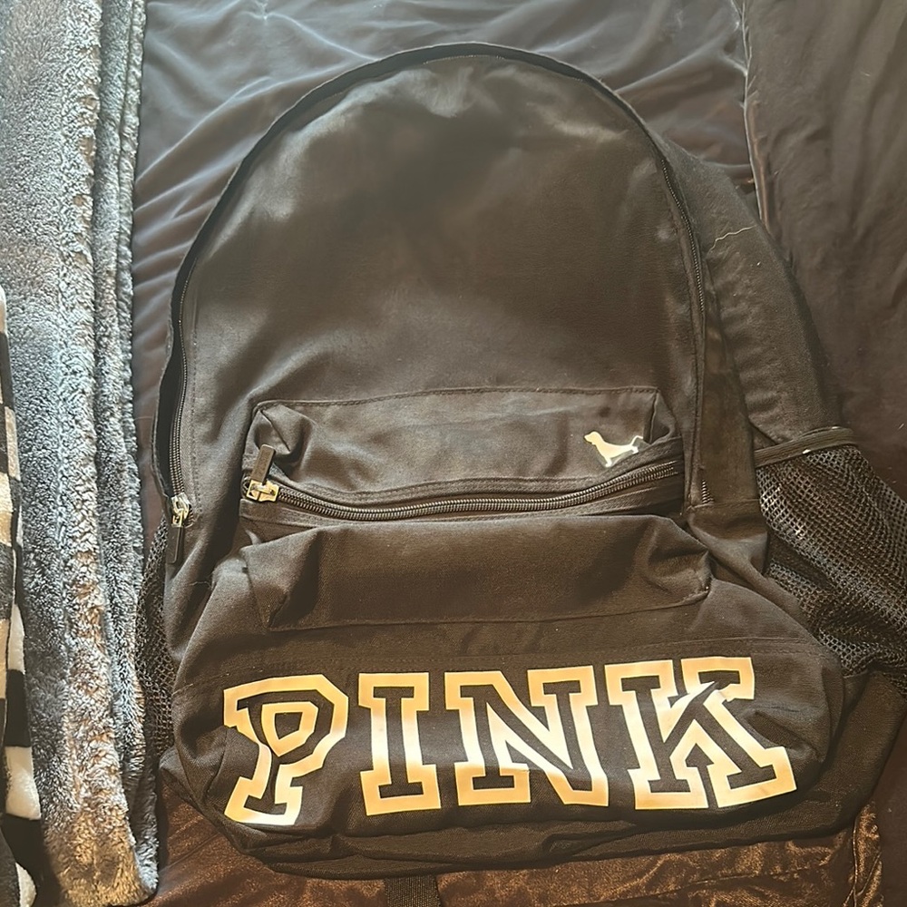 PINK Victoria's Secret Black Collegiate Backpack
